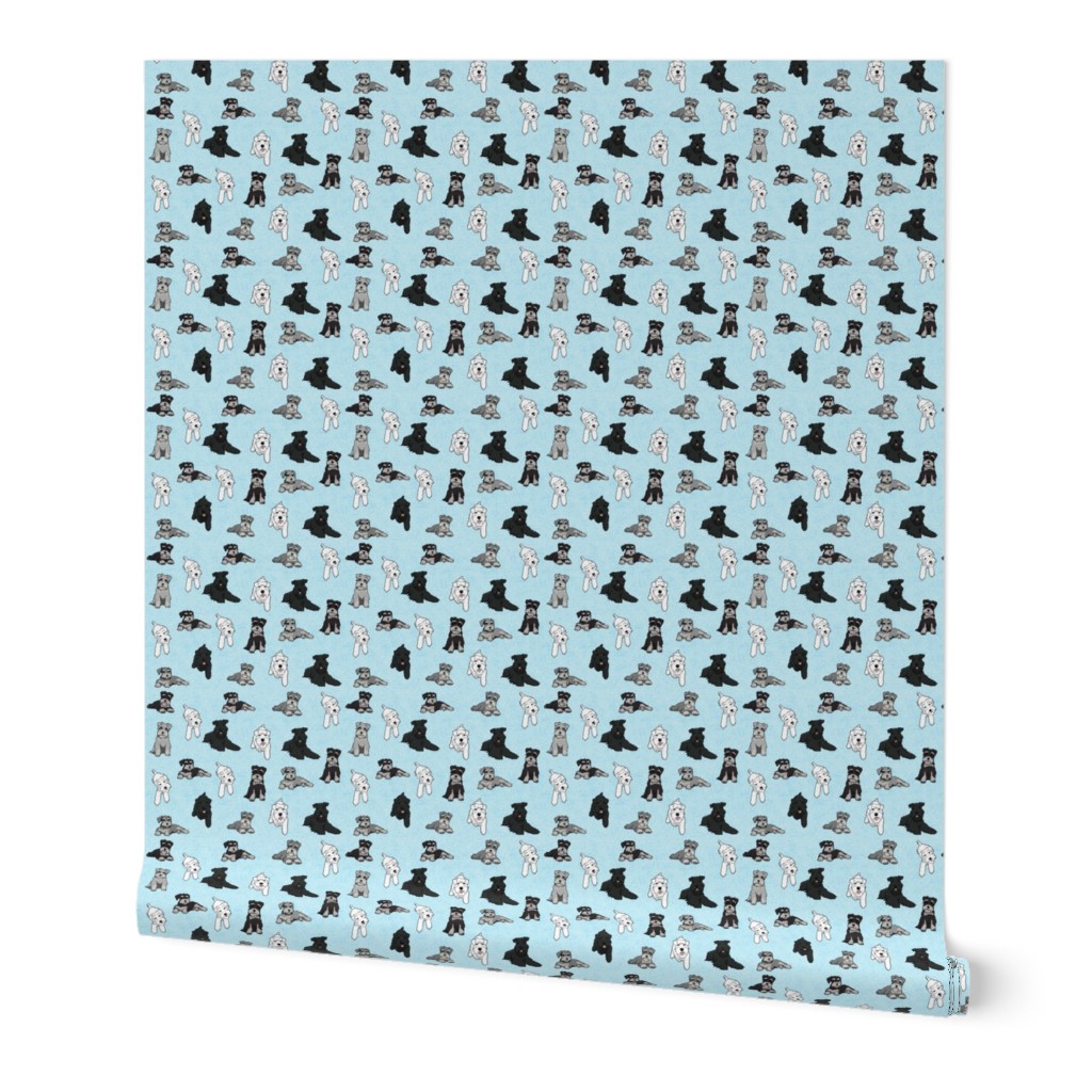 Cartoon Schnauzers on Blue Cloudy Background large