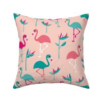 Birds of paradise botanical flower garden and flamingo beach Hawaii summer theme pink jumbo