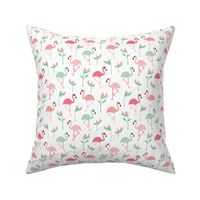 Birds of paradise botanical flower garden and flamingo beach Hawaii summer theme pink mint