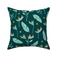 Birds of paradise botanical flower garden Hawaii summer theme green mint jumbo