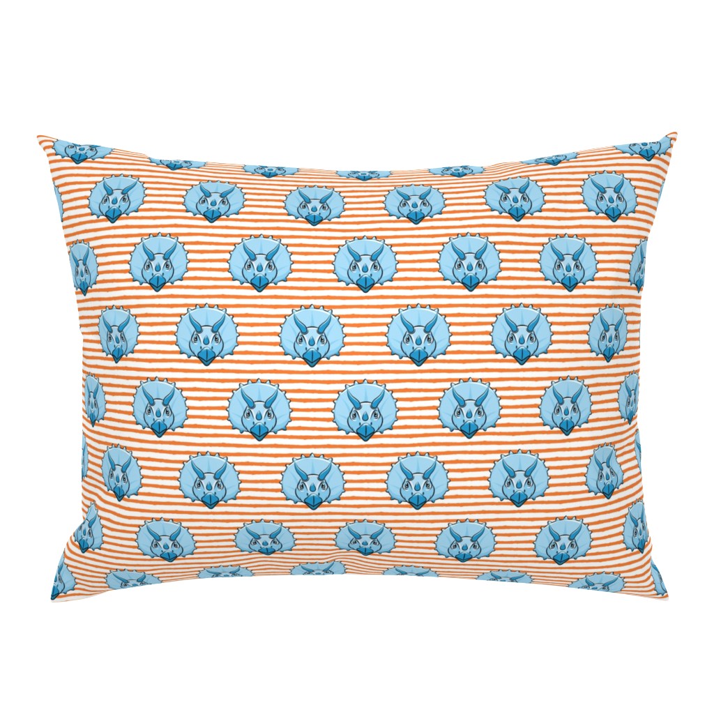 Triceratops - blue on orange stripes - dinosuar