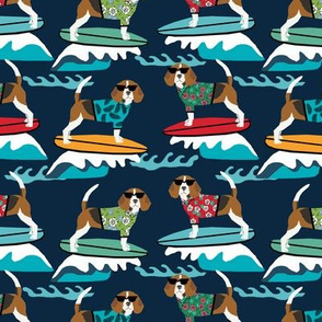 beagle surfing dog breed fabric pet lover fabrics navy