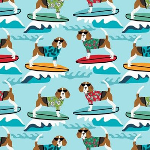 beagle surfing dog breed fabric pet lover fabrics blue