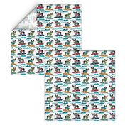 boston terrier surfing dog breed fabric pet lover fabrics white