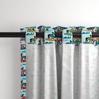 boston terrier surfing dog breed fabric pet lover fabrics blue