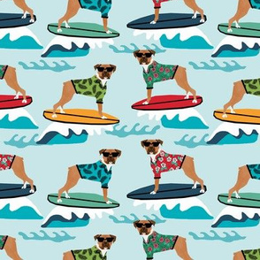 boxer surfing dog breed fabric pet lover fabrics blue