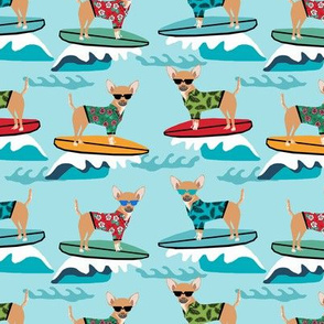 chihuahua surfing dog breed fabric pet lover fabrics blue