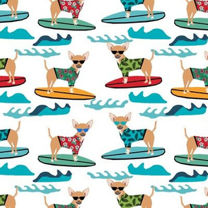 chihuahua surfing dog breed fabric pet lover fabrics white