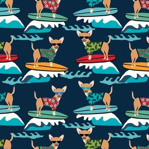 chihuahua surfing dog breed fabric pet lover fabrics navy