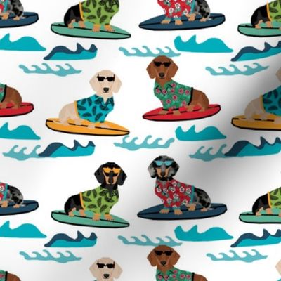 dachshund surfing dog breed fabric pet lover fabrics white