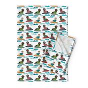 dachshund surfing dog breed fabric pet lover fabrics white