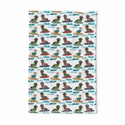 dachshund surfing dog breed fabric pet lover fabrics white