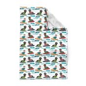 dachshund surfing dog breed fabric pet lover fabrics white