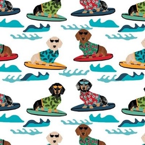 dachshund surfing dog breed fabric pet lover fabrics white