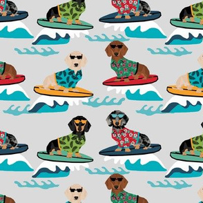 dachshund surfing dog breed fabric pet lover fabrics grey