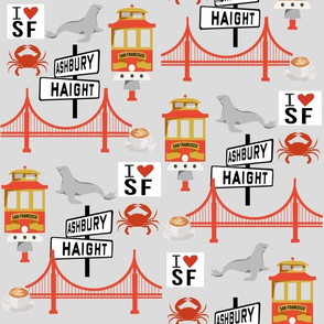 san fran travel fabric san francisco california tourist grey