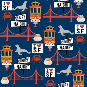 san fran travel fabric san francisco california tourist navy