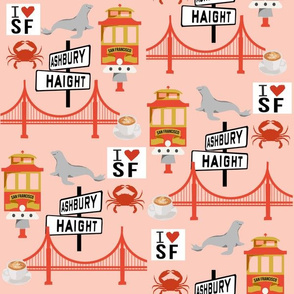 san fran travel fabric san francisco california tourist pink