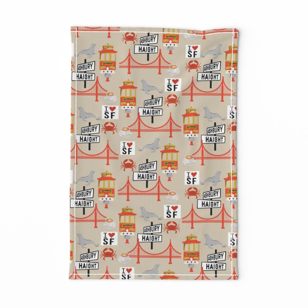 san fran travel fabric san francisco california tourist tan