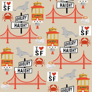 san fran travel fabric san francisco california tourist tan