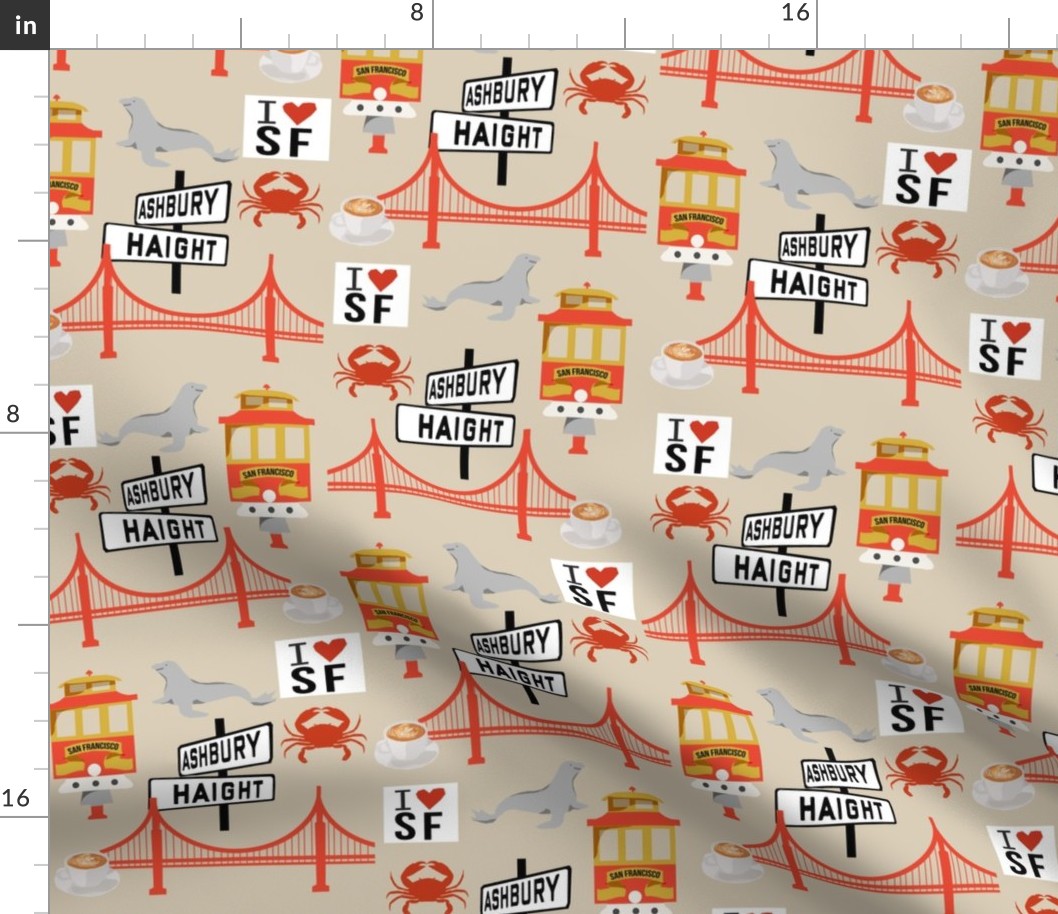 san fran travel fabric san francisco california tourist tan