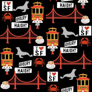 san fran travel fabric san francisco california tourist black