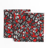 Grey Butterflies on Red