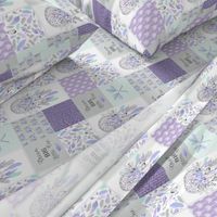 3" BLOCKS Dream Big Dream Catchers Patchwork Quilt Top – Wholecloth for Girls Purple Lavender Grey Feathers Nursery Blanket Baby Bedding - ROTATED