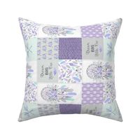 3" BLOCKS Dream Big Dream Catchers Patchwork Quilt Top – Wholecloth for Girls Purple Lavender Grey Feathers Nursery Blanket Baby Bedding - ROTATED