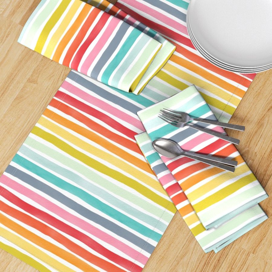 Watercolor Stripes M+M Rainbow by Friztin