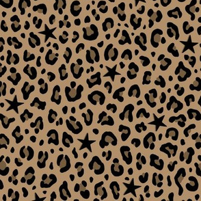 ★ STARS x LEOPARD ★ Iced Coffee Brown - Small Scale / Collection : Leopard Spots variations – Punk Rock Animal Prints 3