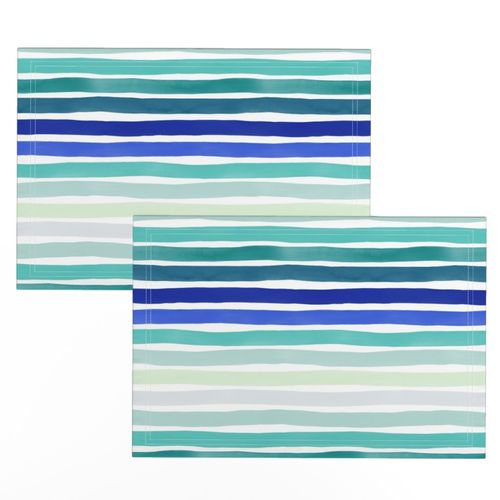 Watercolor Stripes M+M Blues Hues by Friztin