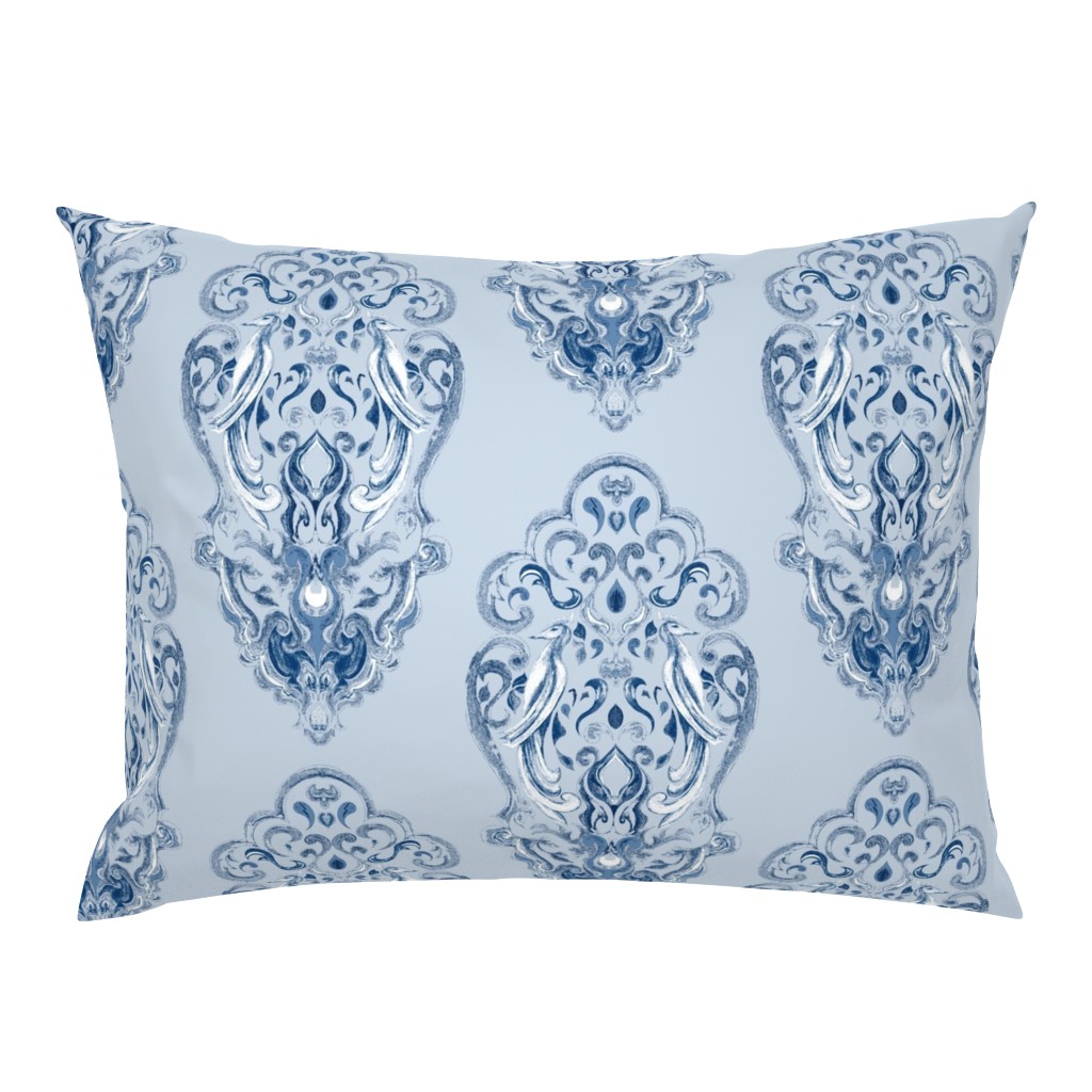 Vintage Love Birds In Delft Navy on Light Blue