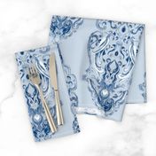 Vintage Love Birds In Delft Navy on Light Blue