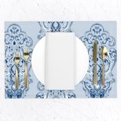 Vintage Love Birds In Delft Navy on Light Blue