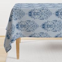 Vintage Love Birds In Delft Navy on Light Blue