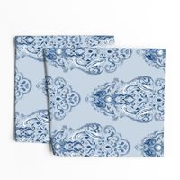 Vintage Love Birds In Delft Navy on Light Blue