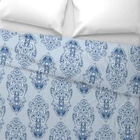 Vintage Love Birds In Delft Navy on Light Blue