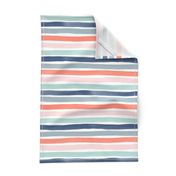 Watercolor Stripes M+M Multi Coral Blues by Friztin