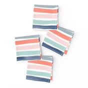 Watercolor Stripes M+M Multi Coral Blues by Friztin