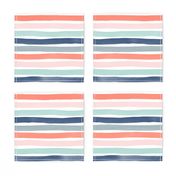 Watercolor Stripes M+M Multi Coral Blues by Friztin