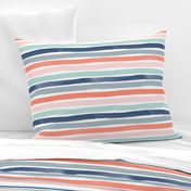 Watercolor Stripes M+M Multi Coral Blues by Friztin