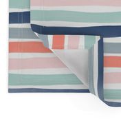 Watercolor Stripes M+M Multi Coral Blues by Friztin