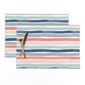 Watercolor Stripes M+M Multi Coral Blues by Friztin