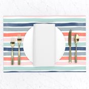 Watercolor Stripes M+M Multi Coral Blues by Friztin