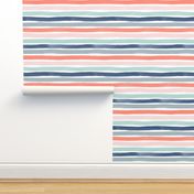 Watercolor Stripes M+M Multi Coral Blues by Friztin