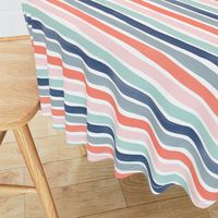 Watercolor Stripes M+M Multi Coral Blues by Friztin