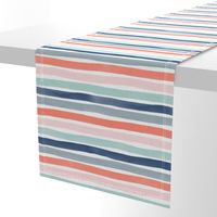 Watercolor Stripes M+M Multi Coral Blues by Friztin