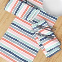 Watercolor Stripes M+M Multi Coral Blues by Friztin