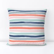 Watercolor Stripes M+M Multi Coral Blues by Friztin